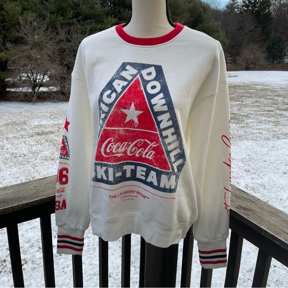 Revolve Laundry Room sweatshirt top crew Coca Cola Coke American ski team small - Picture 2 of 12